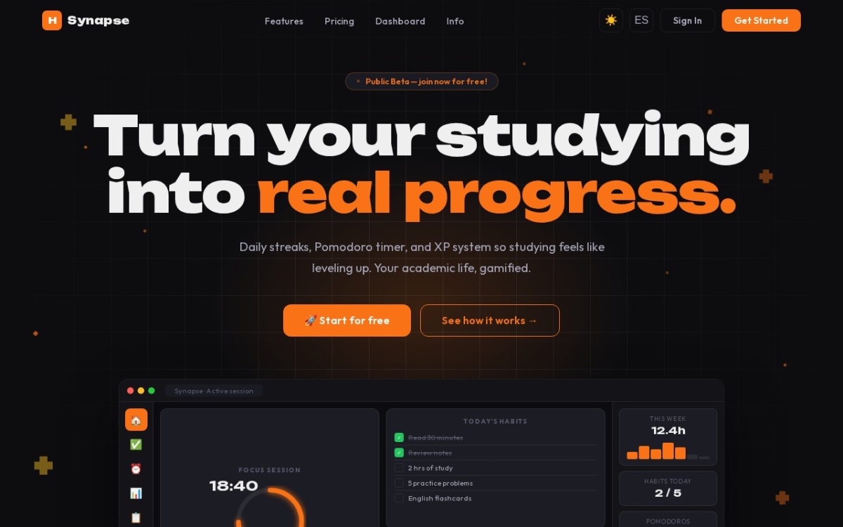Screenshot of Student Productivity SaaS